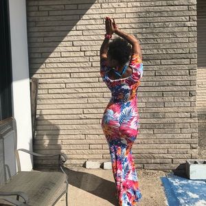 Floral print floor length dress